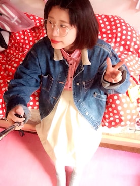 「ゆるカジ」｜「アイテム（デニムジャケット）」を使った、ノ ダ ア ヤ ノさん（レディース・149cm）の冬コーディネート