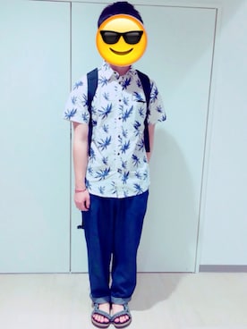 「チャイハネ（チャイハネ）のアイテム（サンダル）」を使った、くるめさん（メンズ・166cm）の夏コーディネート