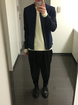 「ワイドテーパードパンツ」｜「アイテム（ブルゾン）」を使った、Pさん（メンズ・175cm）の秋コーディネート