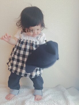 「9ヶ月」｜「アイテム（キャップ）」を使った、みわこさん（キッズ・70cm）の夏コーディネート
