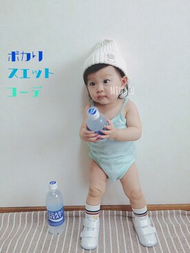 「ポカリコーデバトン」｜みわこさん（キッズ・70cm）の夏コーディネート