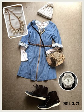 「パールアクセ」｜「アイテム（ニットキャップ/ビーニー）」を使った、hamaさん（レディース・156cm）の春コーディネート