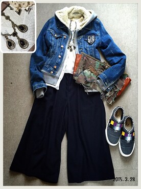 「アイテム（その他シューズ、グレー系）」を使った、hamaさん（レディース・156cm）の春コーディネート