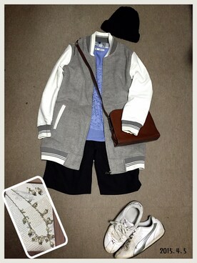 「パールアクセ」｜「アイテム（ニットキャップ/ビーニー）」を使った、hamaさん（レディース・156cm）の春コーディネート