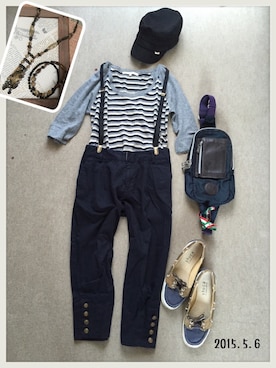 「アイテム（ボディバッグ/ウエストポーチ、ブルー系）」を使った、hamaさん（レディース・156cm）の春コーディネート