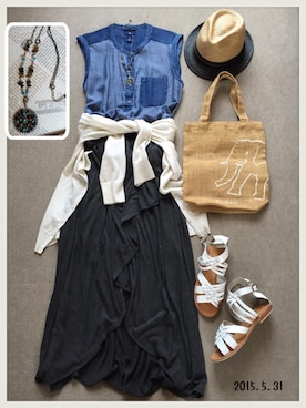 「NOL（ノル）のアイテム」を使った、hamaさん（レディース・156cm）の夏コーディネート