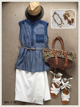 「NOL（ノル）のアイテム」を使った、hamaさん（レディース・156cm）の夏コーディネート