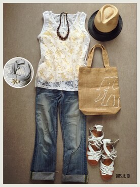 「NOL（ノル）のアイテム」を使った、hamaさん（レディース・156cm）の夏コーディネート