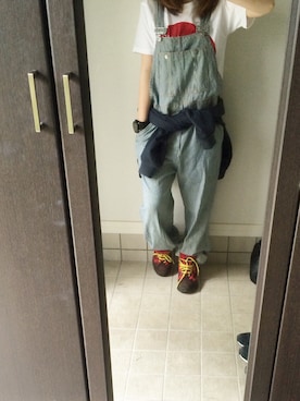「ピクニック」｜「アイテム（つなぎ/オールインワン）」を使った、はやまさん（レディース・152cm）の春コーディネート