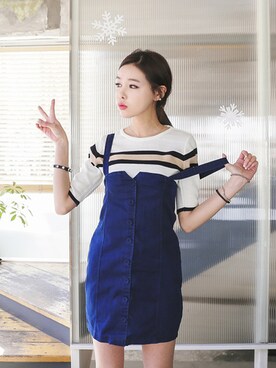 「ストライプニット」｜kisiさん（レディース・170cm）の夏コーディネート