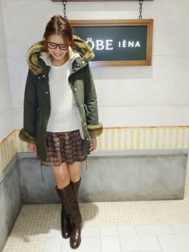「SLOBE IENA（スローブイエナ）のアイテム（モッズコート）」を使った、イエナスローブ天神　スタッフさん（レディース・165cm）の冬コーディネート