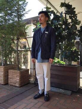 「ブルー x ホワイト」｜冨田誠士さん（メンズ・168cm）の春コーディネート