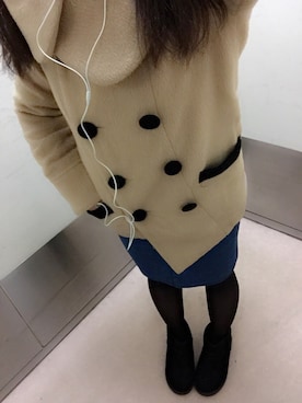 「学校」｜「アイテム（その他アウター）」を使った、あかりさん（レディース・163cm）の冬コーディネート