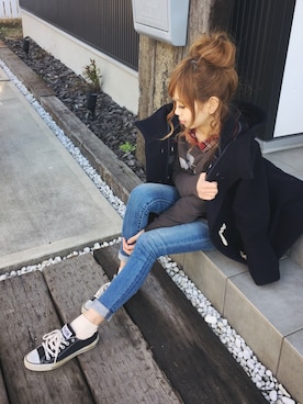 清水夏姫さん（レディース・160cm）の冬コーディネート