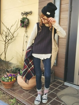 清水夏姫さん(レディース・160cm)の冬コーディネート