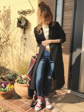 清水夏姫さん(レディース・160cm)の冬コーディネート