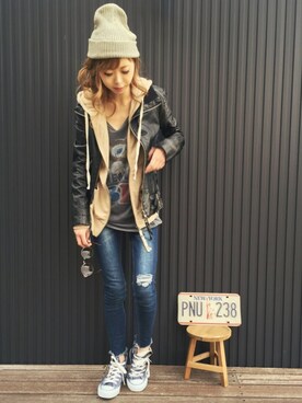 清水夏姫さん(レディース・160cm)の春コーディネート