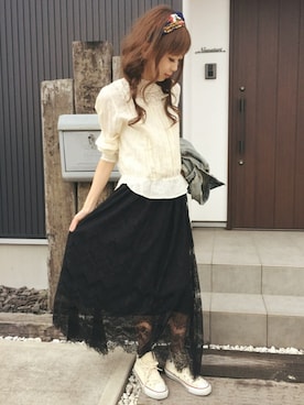 「茨城スナップ」｜「アイテム（ジャケット/アウター）」を使った、清水夏姫さん（レディース・160cm）の春コーディネート
