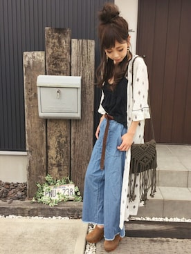 「Ungrid（アングリッド）のアイテム（その他トップス）」を使った、清水夏姫さん（レディース・160cm）の夏コーディネート