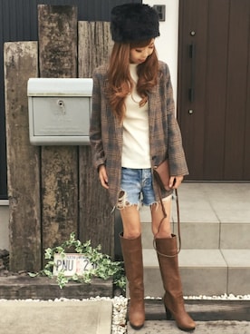 清水夏姫さん（レディース・160cm）の秋コーディネート