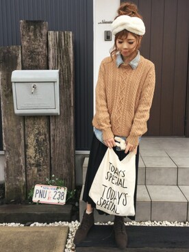 清水夏姫さんの「リメイクデニムシャツ」を使ったコーディネート