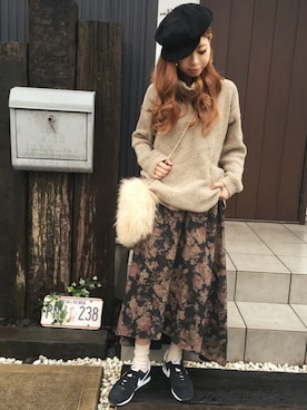 清水夏姫さん（レディース・160cm）の冬コーディネート