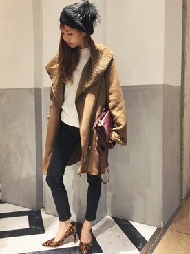 清水夏姫さん（レディース・160cm）の冬コーディネート