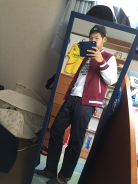 「tk.TAKEO KIKUCHI（ティーケータケオキクチ）のアイテム（スタジャン）」を使った、あさん（メンズ・172cm）の秋コーディネート