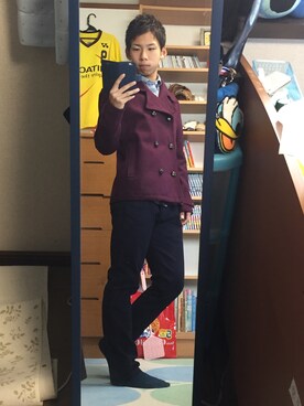 「アイテム（ピーコート）」を使った、あさん（メンズ・172cm・10代）の秋コーディネート