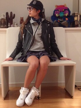 「ミックススタイル」｜「アイテム（その他アウター）」を使った、mihoさん（レディース・158cm）の秋コーディネート