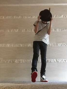 「SAINT LAURENT PARIS（サンローランパリ）のアイテム（帽子）」を使った、lalaさん（メンズ・184cm）の夏コーディネート