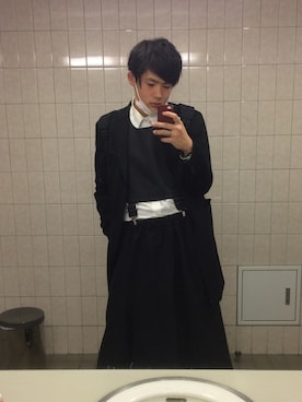 「アイテム（ステンカラーコート）」を使った、Kazusaさん（メンズ・185cm）の冬コーディネート