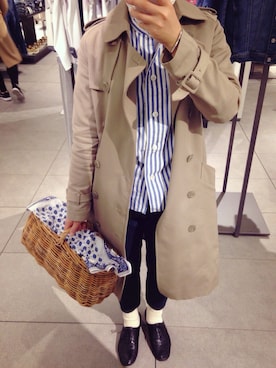 「A.P.C.（アーペーセー）のアイテム（トレンチコート）」を使った、toiさん（レディース・156cm）の春コーディネート