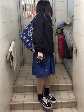 「blue」｜「アイテム（チュニック）」を使った、pionpoonさん（レディース・163cm）の冬コーディネート