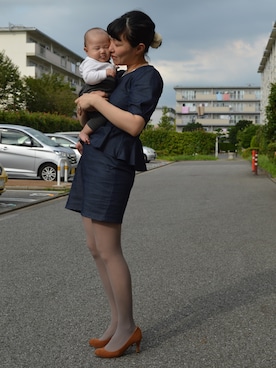 「息子」｜「アイテム（ワンピース/ドレス）」を使った、accoさん（レディース・163cm）の秋コーディネート