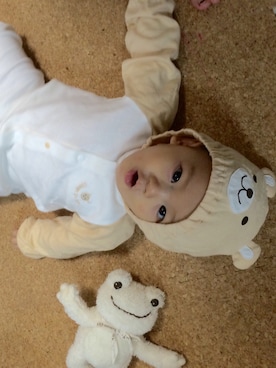 「フード」｜おやまさん（キッズ・70cm）の秋コーディネート