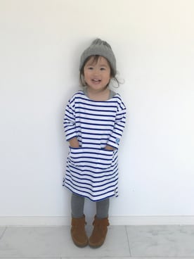 「SEVENDAYS=SUNDAY（セブンデイズサンデイ）のアイテム（帽子）」を使った、reo×noaさん（キッズ・90cm）の秋コーディネート