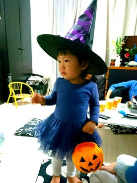 「OLD NAVY（オールドネイビー）のアイテム（ワンピース、ブルー系）」を使った、mylabooさん（キッズ・90cm）の秋コーディネート