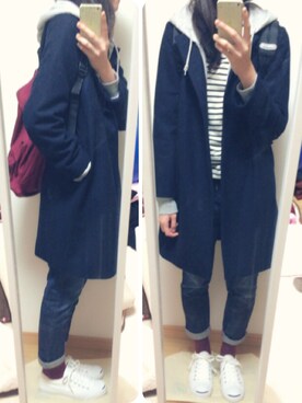 「CONVERSE（コンバース）のCONVERSE コンバース ジャック パーセル / JACK PURCEL（スニーカー）」を使った、kikiさん（レディース・163cm）の冬コーディネート