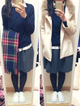 「CONVERSE（コンバース）のCONVERSE コンバース ジャック パーセル / JACK PURCEL（スニーカー）」を使った、kikiさん（レディース・163cm）の冬コーディネート