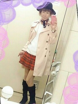 「アイテム（トレンチコート、ピンク系）」を使った、LadiesLike　優稀。®さん（メンズ・171cm）の春コーディネート