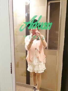 「アイテム（ポンチョ、ピンク系）」を使った、LadiesLike　優稀。®さん（メンズ・171cm）の春コーディネート