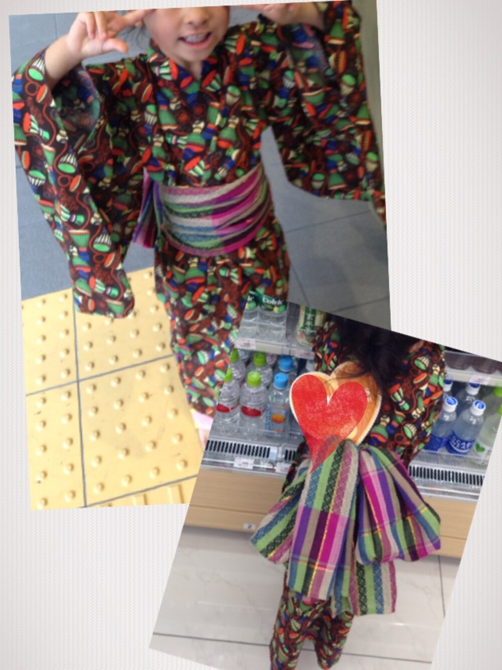 「kids、BOOFOOWOO、浴衣」｜「BOOFOOWOOの浴衣（浴衣、ブラウン系）」を使った、RICHANさん（キッズ・120cm）の夏コーディネートの1枚目の写真