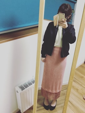 「春ニット」｜「アイテム（MA-1）」を使った、marchiさん（レディース・158cm）の冬コーディネート