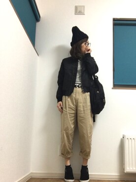 「KBF（ケイビーエフ）のアイテム（MA-1）」を使った、marchiさん（レディース・158cm）の春コーディネート
