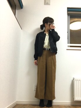 「KBF（ケイビーエフ）のアイテム（MA-1）」を使った、marchiさん（レディース・158cm）の春コーディネート