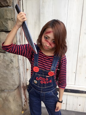 「halloween」｜「アイテム（サロペット/オーバーオール）」を使った、Chisatoさん（レディース・159cm）の秋コーディネート