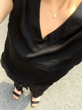 「H&M（エイチ・アンド・エム）のアイテム（シャツ/ブラウス、パープル系）」を使った、yuuko0111さん（レディース）の夏コーディネート