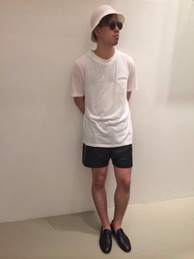 「レザーショーツ」｜奇行種さん（メンズ・176cm）の夏コーディネート