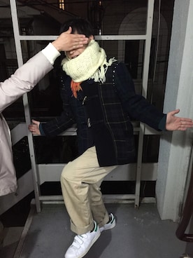 「keisuke kanda（ケイスケカンダ）のアイテム（ダウンジャケット/コート）」を使った、chaiwoさん（メンズ・161cm）の冬コーディネート